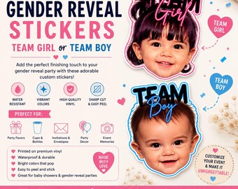 Gender Reveal Stickers Team Girl Team Boy, Baby Shower Stickers, Gender Reveal Party Decorations, Baby Announcement Stickers