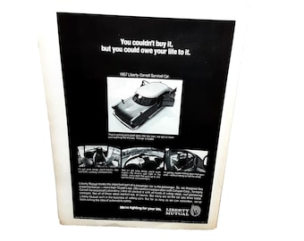 1974 Liberty Mutual Vintage Print Ad Liberty Cornell Survival Car Safety