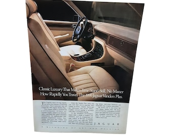 1991 Jaguar Vanden Plas Print Ad – Classic Luxury Sedan Interior Vintage Automotive Art