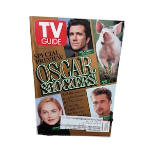 TV Guide March 1996 Oscar&#39;s Mel Gibson Sharon Stone Brad Pitt