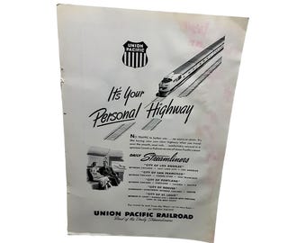 1948 Union Pacific Railroad Daily Streamliners Original Print Ad 40s