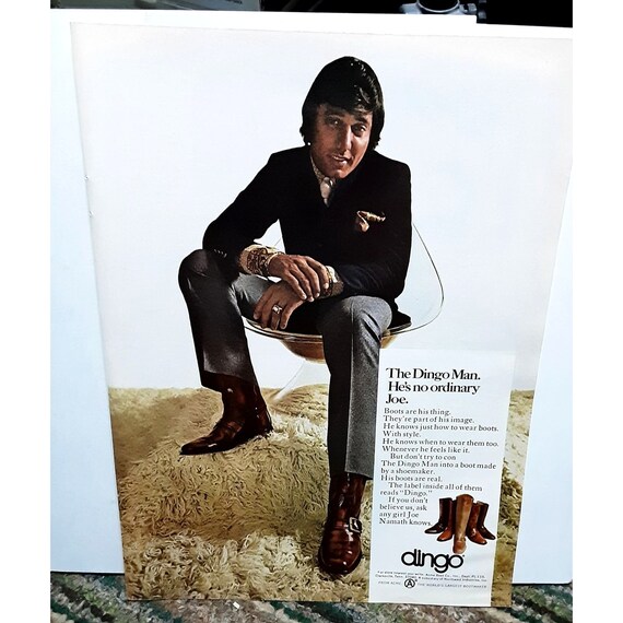 1970 Joe Namath Dingo Boots Vintage Print Ad 70s Etsy