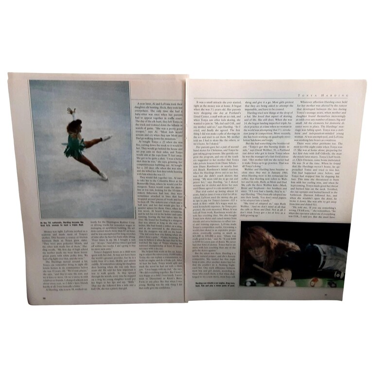 1992 Vintage Tonya Harding Magazine Article 7 Pages Skating Champion - Etsy