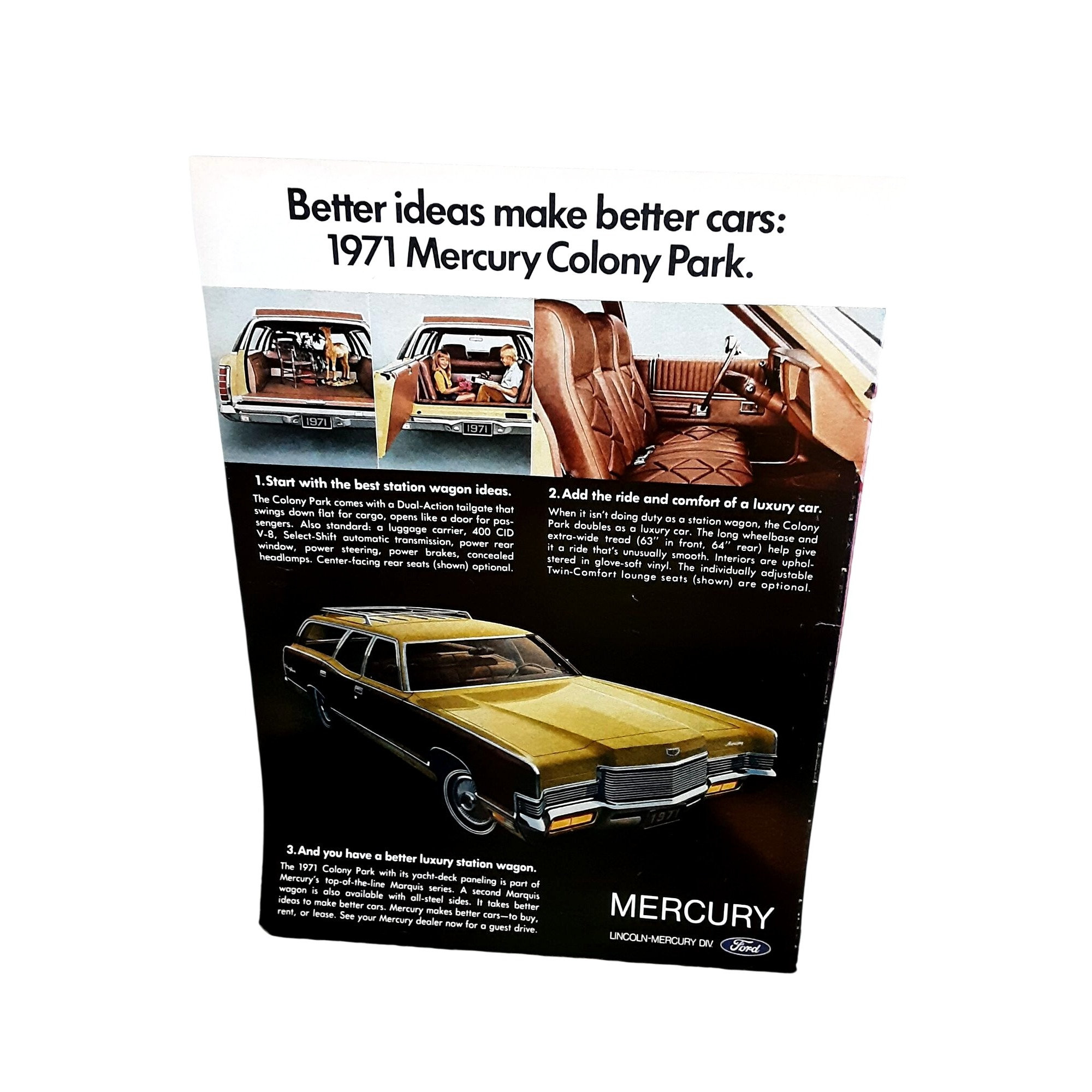 1971 Mercury Colony Park Station Wagon car Original Print Ad vintage