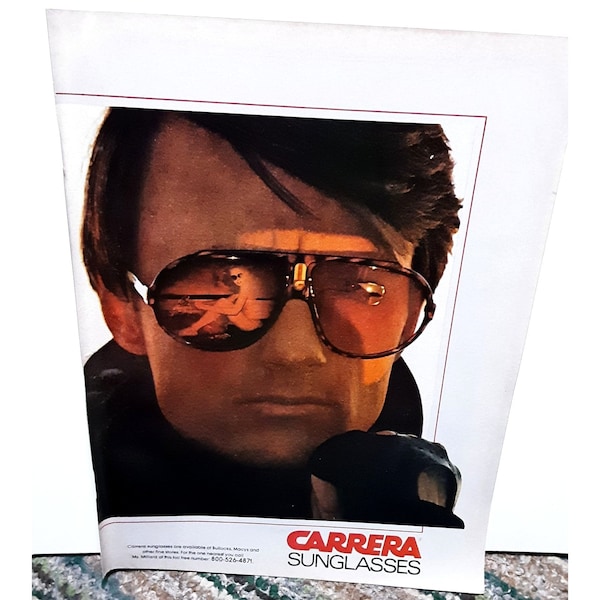1982 Carrera Sun Glasses Vintage Print Ad Original 80s