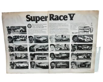 Vintage 1977 Print Ad Champion Spark Plug Super Race V Original 1970s
