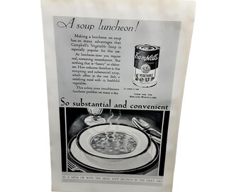 1929 Campbells Vegetable Soup look for red and white label Original Print Ad 20s