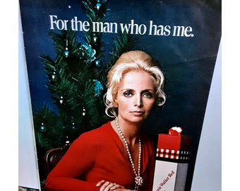 1971 Johnnie Walker Red Scotch Woman in Red Original Print Ad