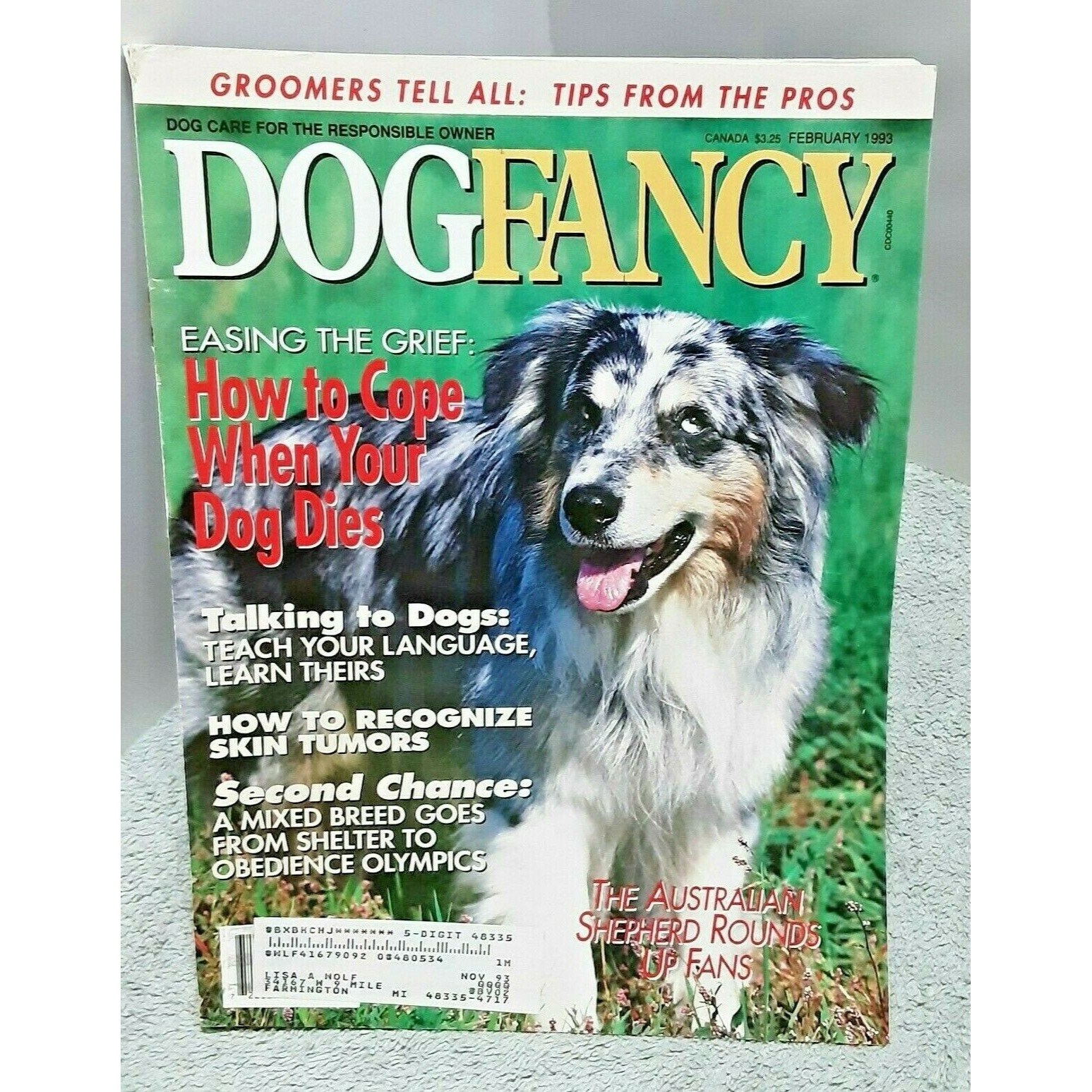 Dog Fancy Magazine February 1993 Australian Shepherd plus Etsy