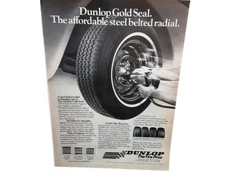 1977 Dunlop Gold Seal Tires Ad Vintage Automotive Wheel Print