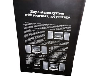 1971 Sony Stereo System Buy With Your Ears Original Print Ad vintage