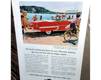 1953 Chevy Bel Air Convertible Print Ad vintage 50s