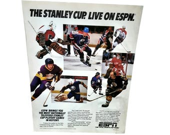 1986 ESPN Stanley Cup Hockey Wayne Gretzky Original Print Ad 80s