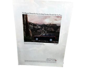 1991 Jeep Cherokee 4-Door SUV Ad Vintage Print Off-Road Mountain Scene