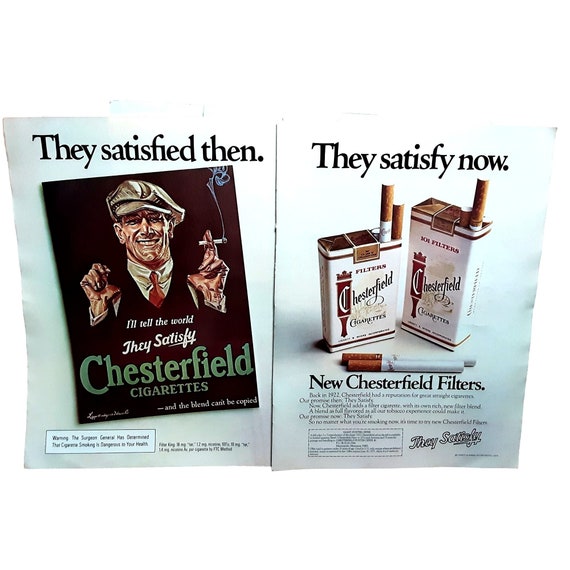 how much were cigarettes in the 70s 1975 Chesterfield Cigarettes 2 Page Original Print Ad 70s