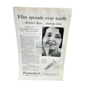 1929 Pepsodent Toothpaste Print Ad – Vintage Dental Hygiene Ad – Original 1920s Ephemera – Antique Bathroom Wall Art