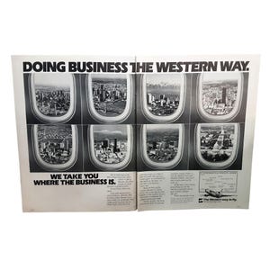 1980 Western Airlines Ad Doing Business The Western Way Vintage Original Print
