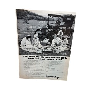 1974 Occidental Life Insurance California Ford Model T Original Print ad 70s