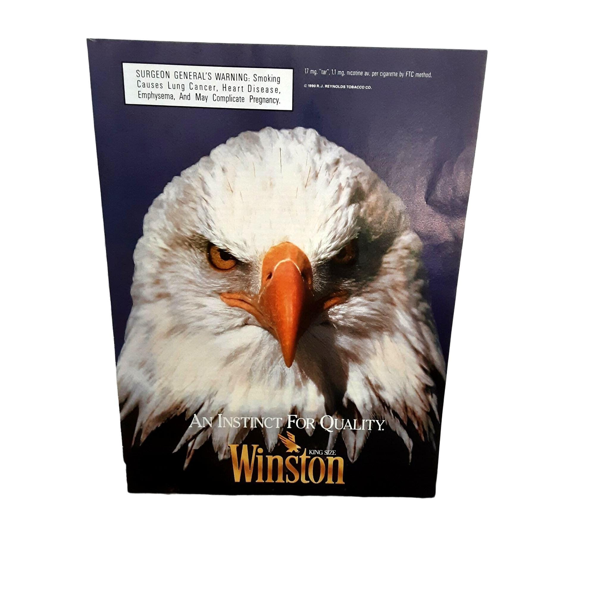 1990 Winston Cigarettes American Bald Eagle Original Print Ad vintage 90s