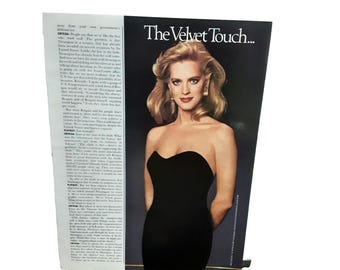 1987 Black Velvet Whisky Sexy Woman Front And Back Original print ad vintage 80s