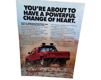 Chevy S-10 Baja 4x4 Ad V6 Pickup Truck Red Off-Road 1989 Vintage Print Poster