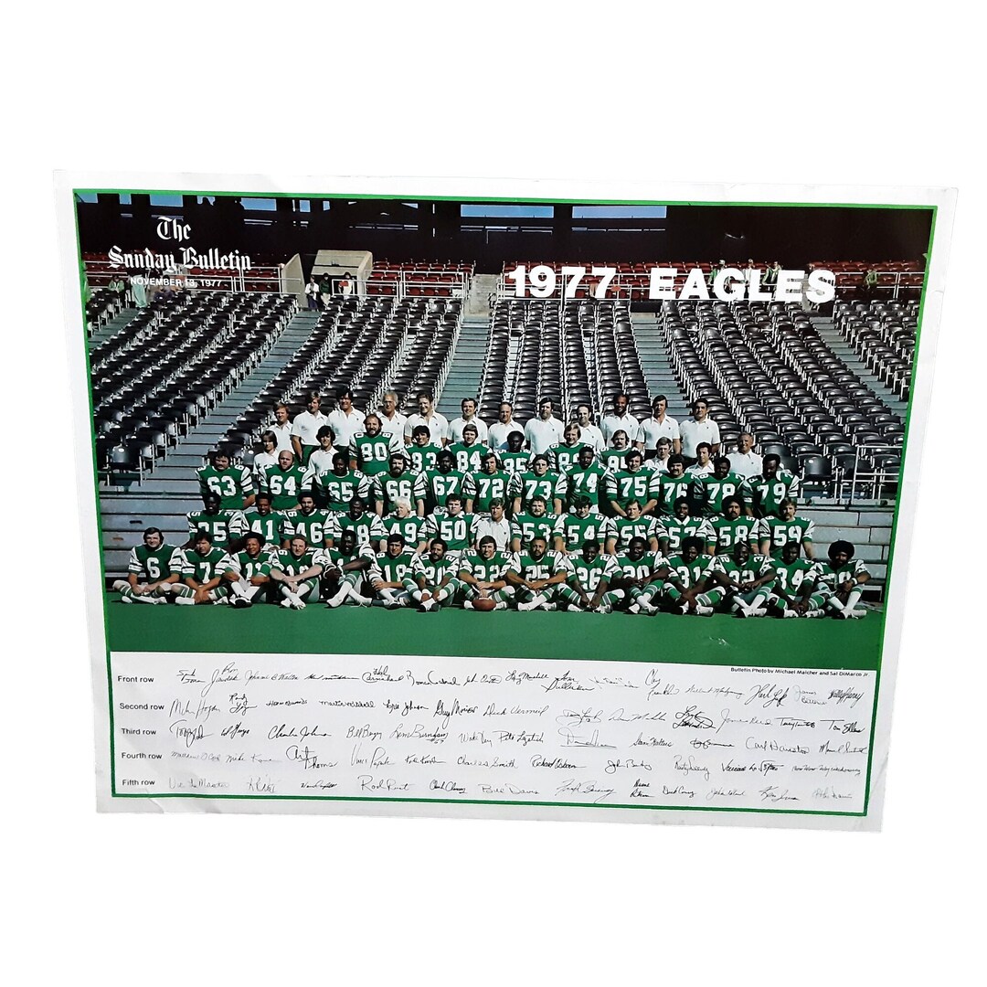 1977 Philadelphia Eagles Team Photo Sunday Bulletin Vintage Vermeil