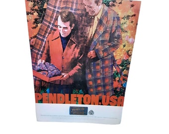 1974 Pendleton Mens Christmas Clothing Motor Robe Shirt more Original Print ad 70s