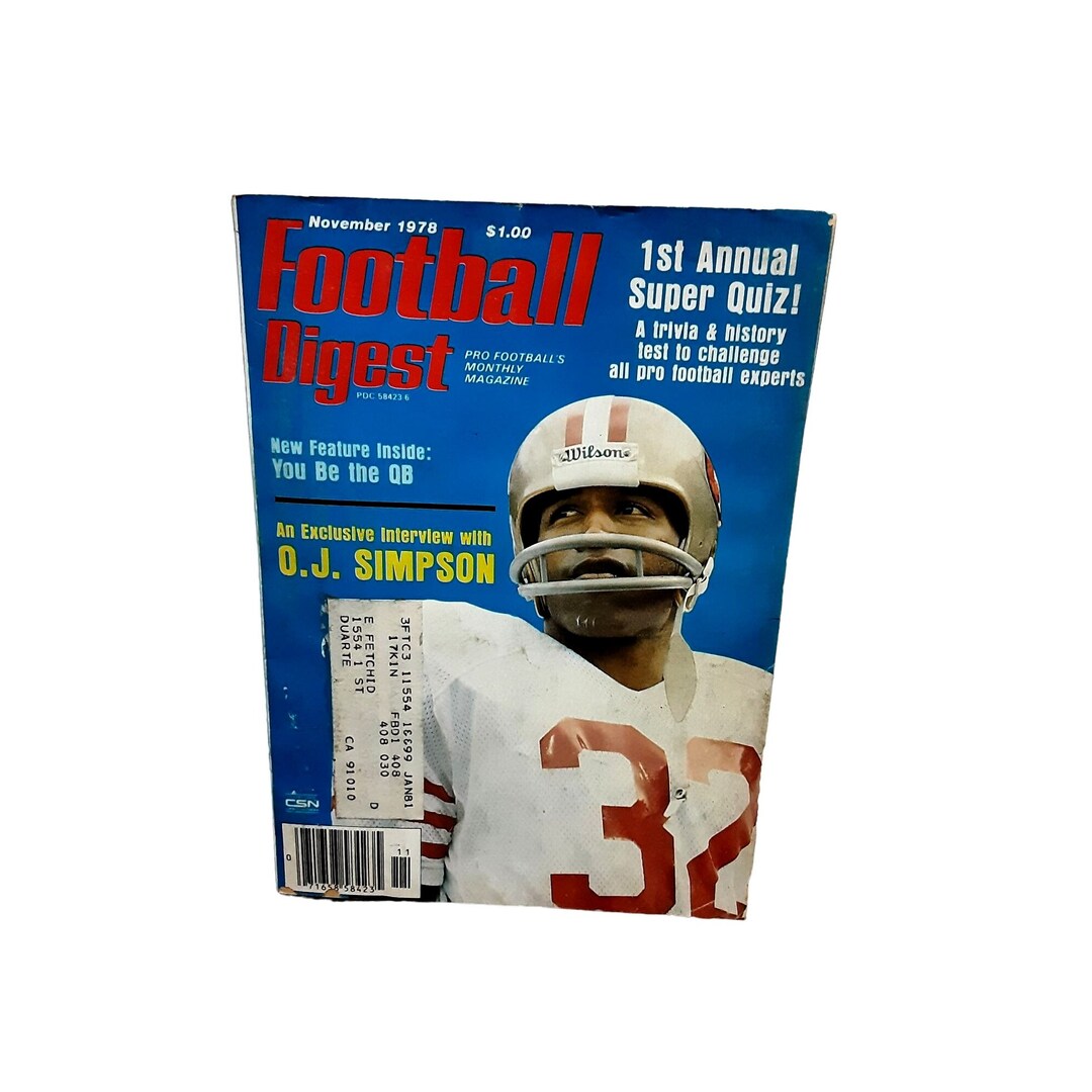 Football Digest Magazine November 1978 OJ Simpson 49ers Etsy