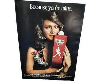 Vintage 1972 Johnnie Walker Red Scotch Whisky Print Ad Liquor Advertising Woman