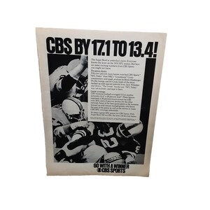 Vintage 1977 CBS Sports Ad Nfl Football TV Coverage Super Bowl XII Promo