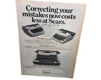 1982 Sears Electric Typewriter Vintage Print Ad Office Machines Original Advertisement