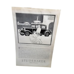 1929 Studebaker Commander Victoria Print Ad – Vintage Car Advertisement – Antique Auto Ephemera – Classic Car Wall Art
