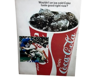 1970 Coca-Cola Print Ad Ice Cold Coke Football NY Giants Game Program