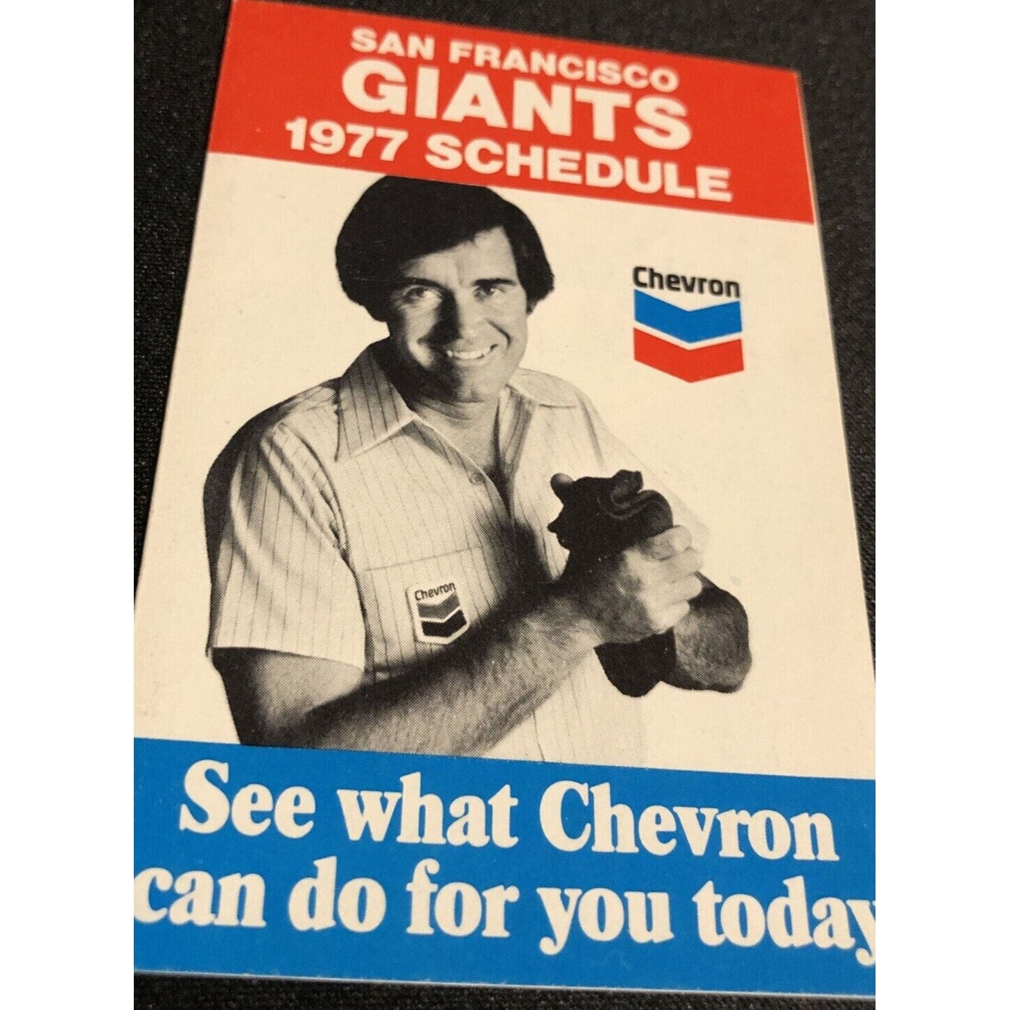 1977 San Francisco Giants Baseball Foldout Schedule Chevron 