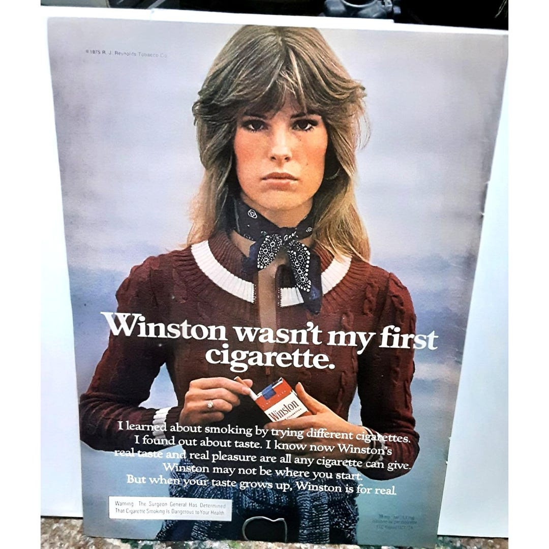 how much was cigarettes in 1975 1975 Winston Cigarettes Woman Wasnt Her First One Original Print Ad