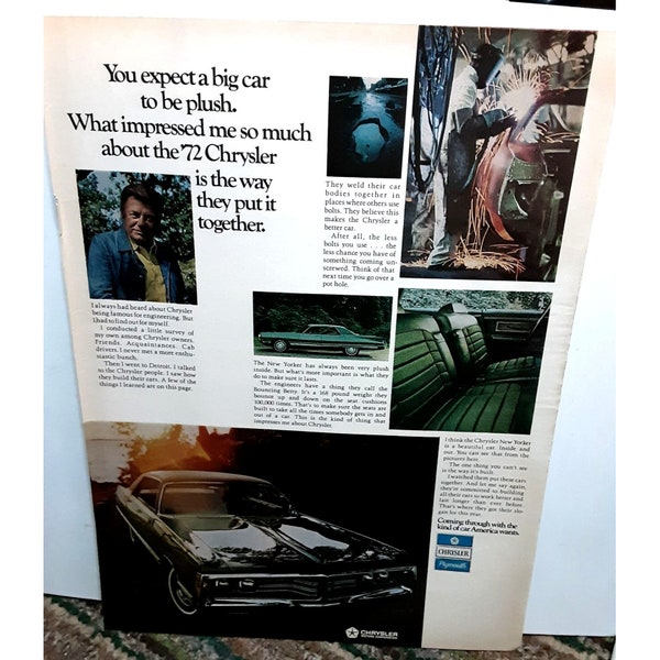 1971 1972 Chrysler New Yorker Car  Original Print Ad