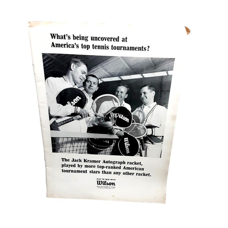 Jack Kramer Autograph Racket 1965 Wilson Jack Kramer Tennis Racket Ad • Vintage Sports Print • Retro ...