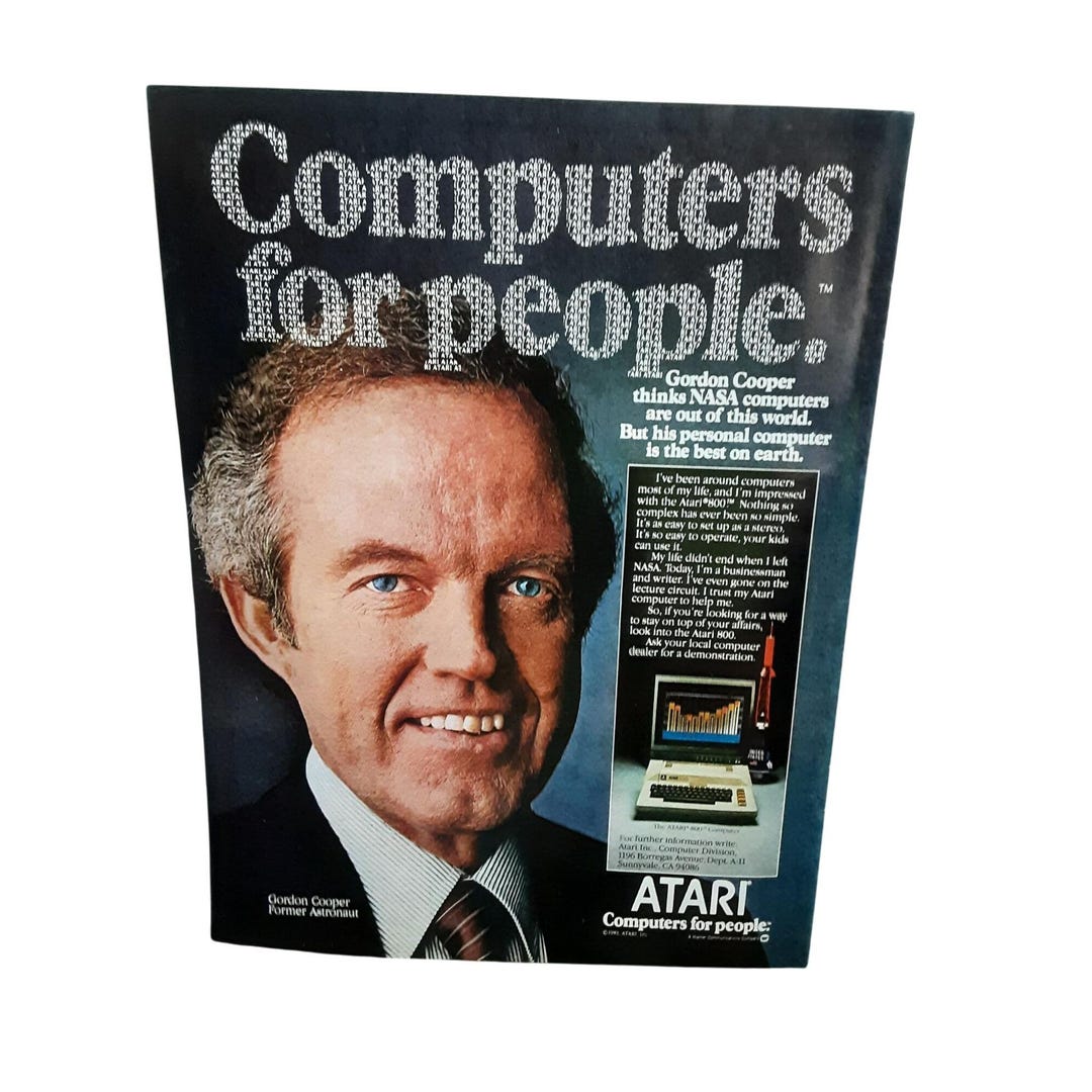 1981 Computer Ad 1981 Atari Computer Vintage Print Ad – Gordon Cooper NASA Endorsement ...