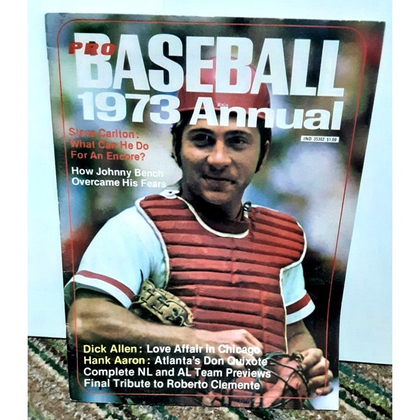 Pro Baseball 1973 Annual Magazine Johnny Bench Aaron Clemente Carlton more