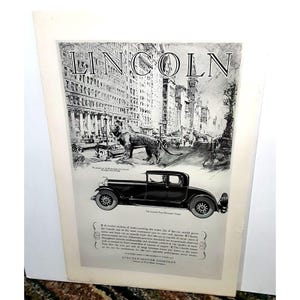 1927 Lincoln Four Passenger Coupe Print Ad vintage 20s