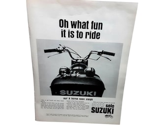 1966 Suzuki Motorcycle Ad - Vintage Oh What Fun It Is to Ride Print