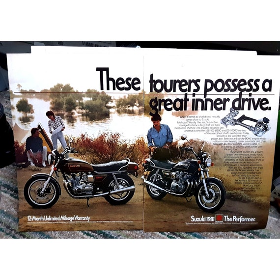 1981 Suzuki GS 850G GS 1000G Motorcycle Original Print Ad 80s