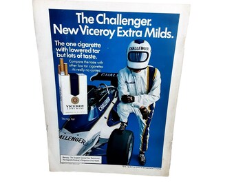 1974 Viceroy Cigarettes The Challenger Racing Original Print Ad 70s