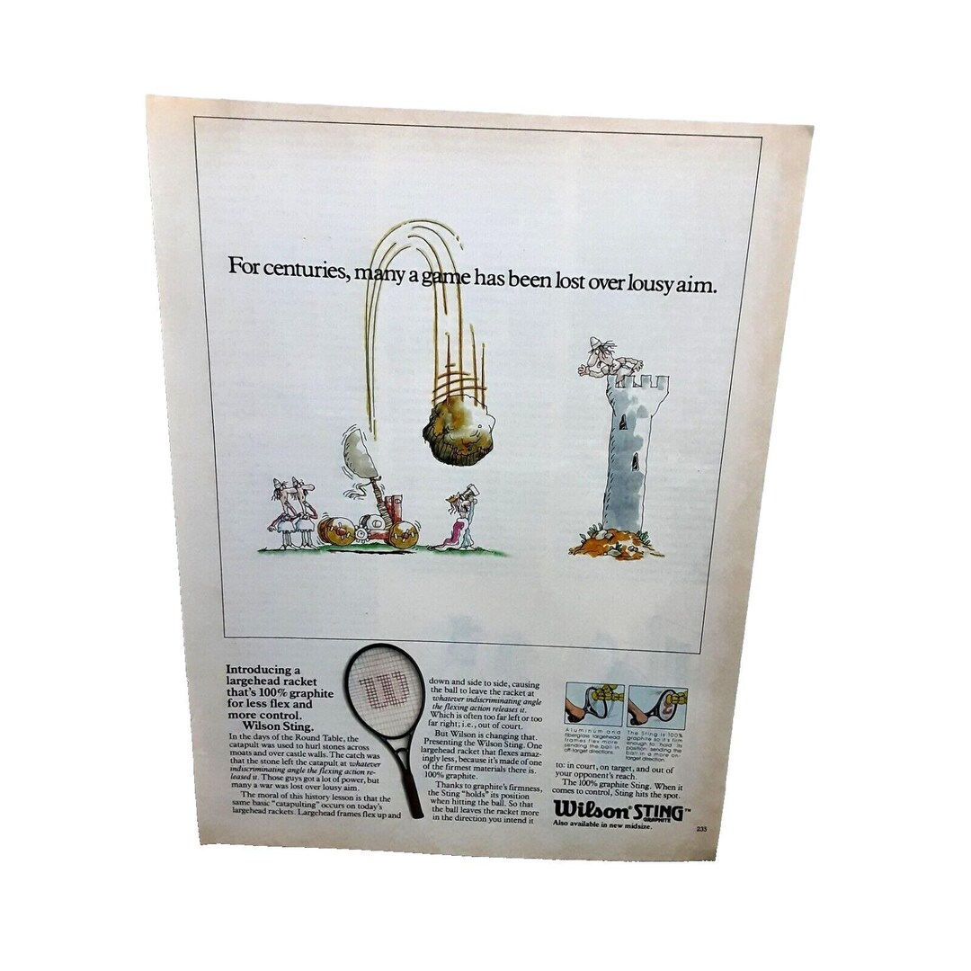 1983 Wilson Sting Tennis Racquet Graphite Original Print Ad - Etsy