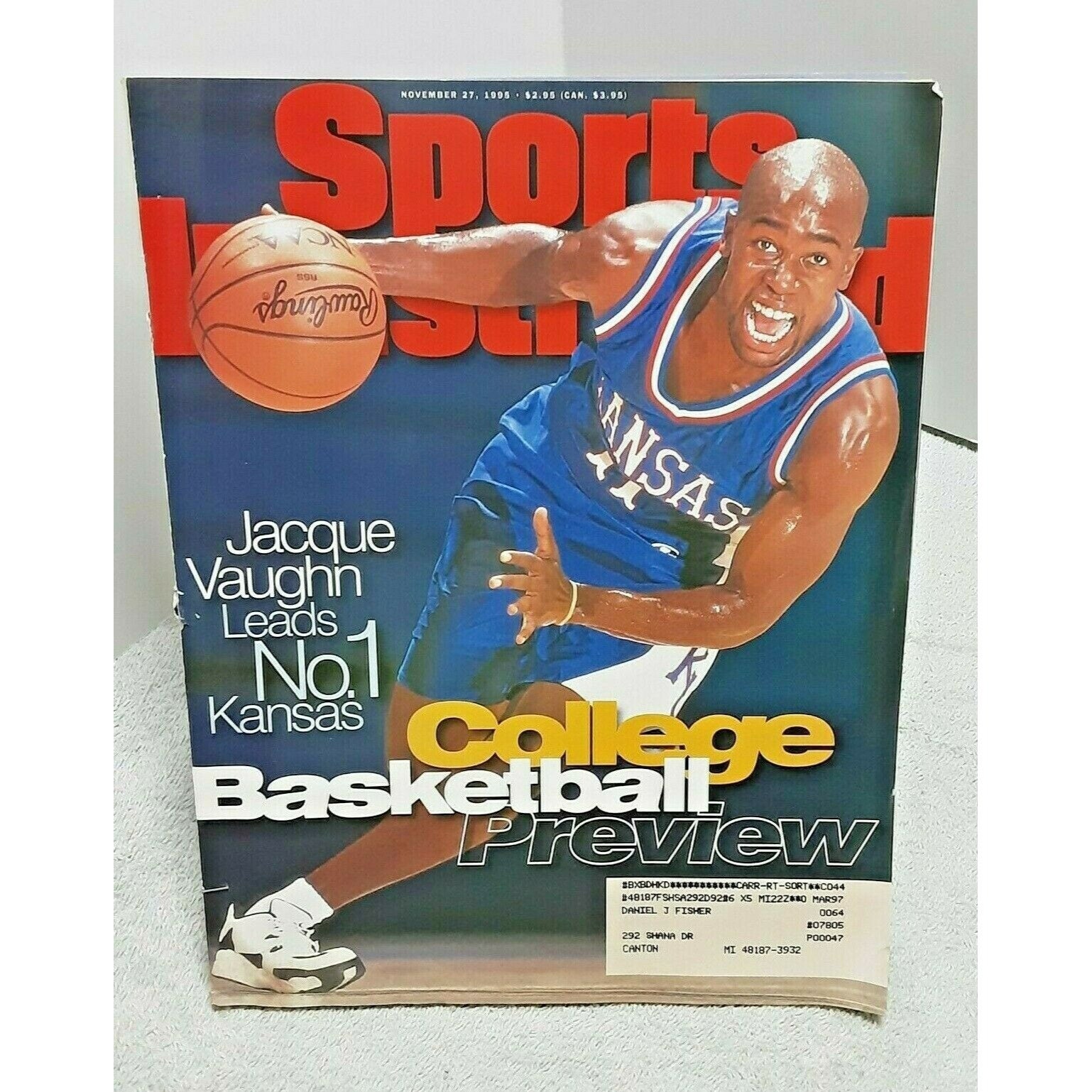 Sports Illustrated November 27, 1995 Jacque Vaughn #1 Kansas!!!!!!