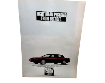 1991 Mercury Cougar XR7 Print Ad – “Eight Mean Pistons” Vintage Muscle Car Auto Poster