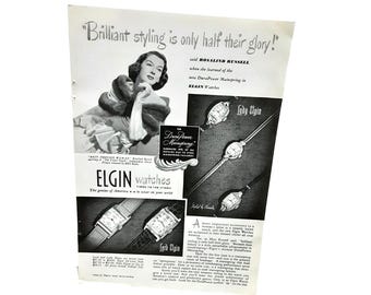1948 Elgin Watches Timed To The Stars Watch Original Print Ad 40s