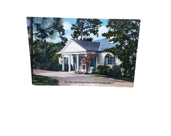 30s Little White House Warm Springs Georgia Linen Post Card