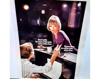 1970 Viceroy Cigarettes Print Ad Vintage Bar Piano Scene
