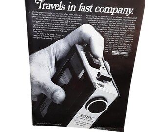 1970 Sony Cassette Recorder Print Ad Original Vintage 70s